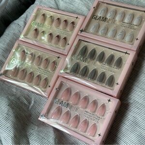 Glamnetic Reusable Press-On Nails (5 sets) Short Almond Cat Eye French Tip Ombre